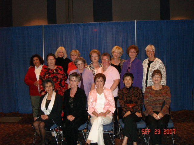 45th Reunion - All the Gals - SITTING:  Lillian, Marilyn,  Josephine, Nancy, Hazel. STANDING: Judy, Wanda, Esther, Joyce, Marcella, Darla Kay, Cookie, Patsy, Berna Sue, Beth